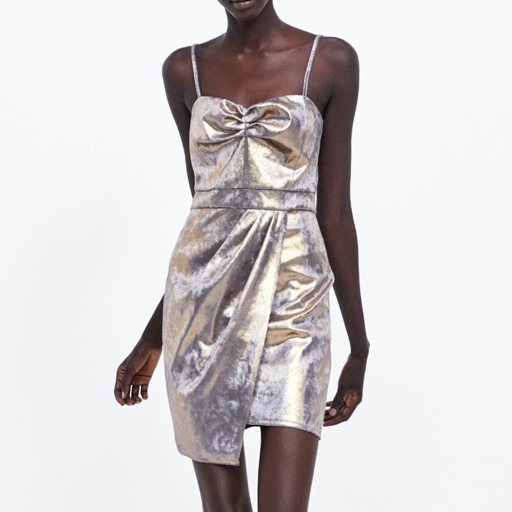 Zara Golden Strappy Dress size M